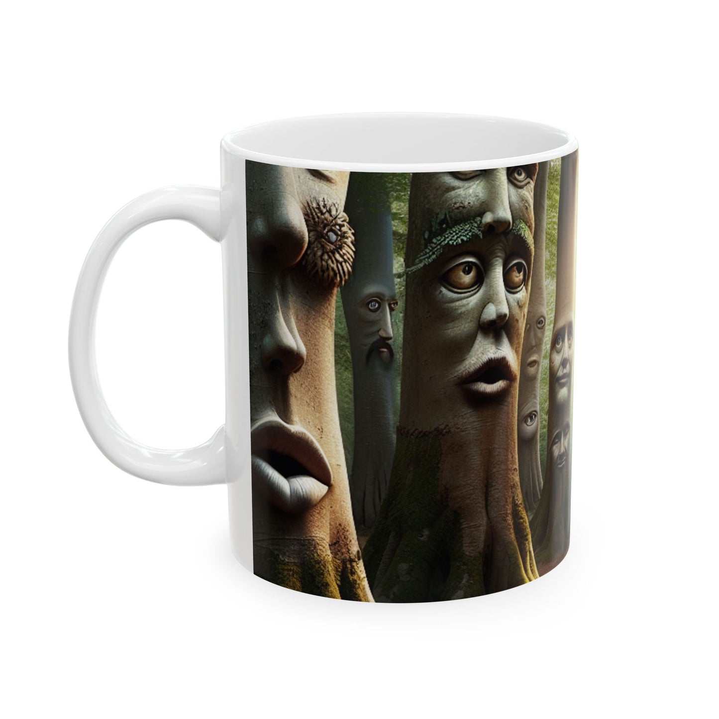 "Bosques susurrantes: Secretos del bosque encantado" - Taza de cerámica The Alien 11oz