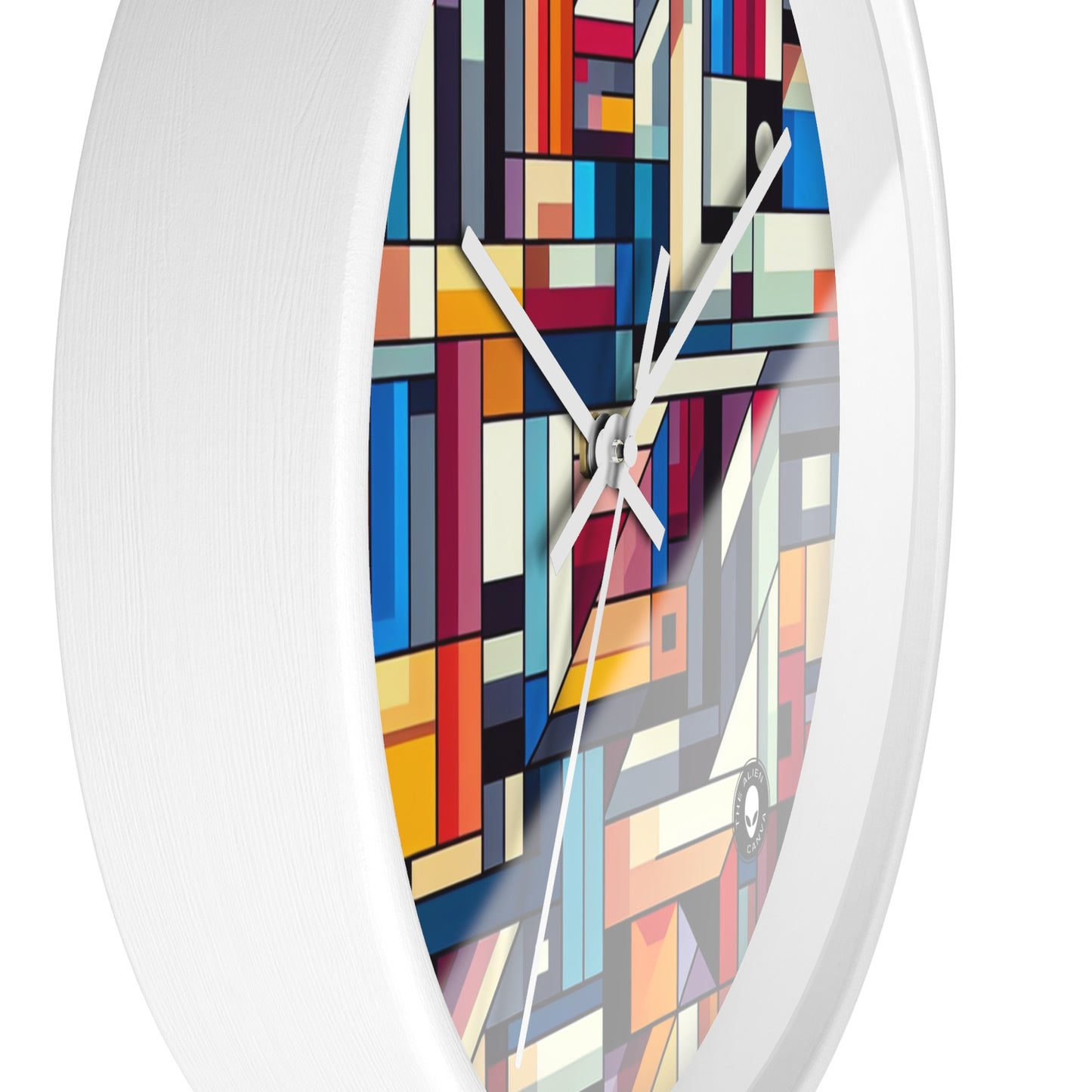 "Futuristic Cityscape: A Geometric Perception" - The Alien Wall Clock Hard-edge Painting