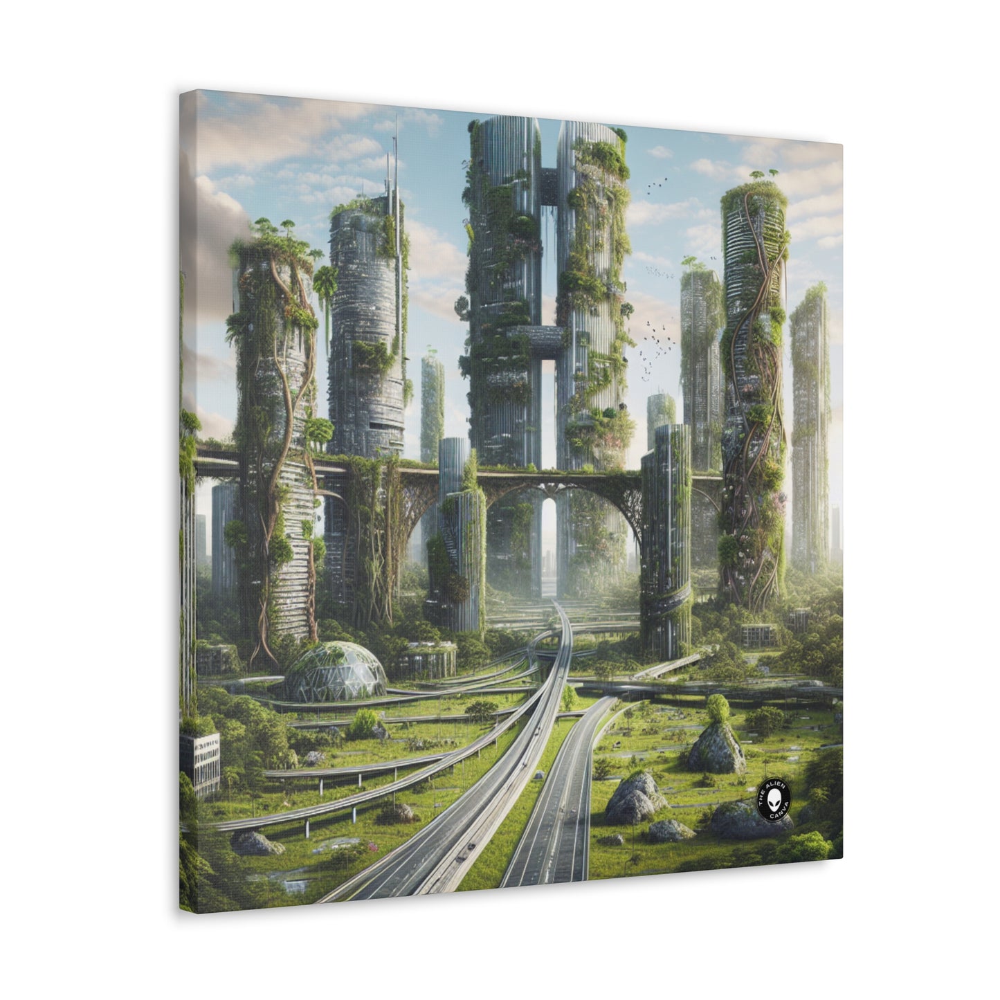 "Nature's Reclamation: A Futuristic Cityscape" - The Alien Canva