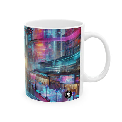 "Digital Evolution: A Technological Art Experience" - The Alien Ceramic Mug 11oz Electronic Art