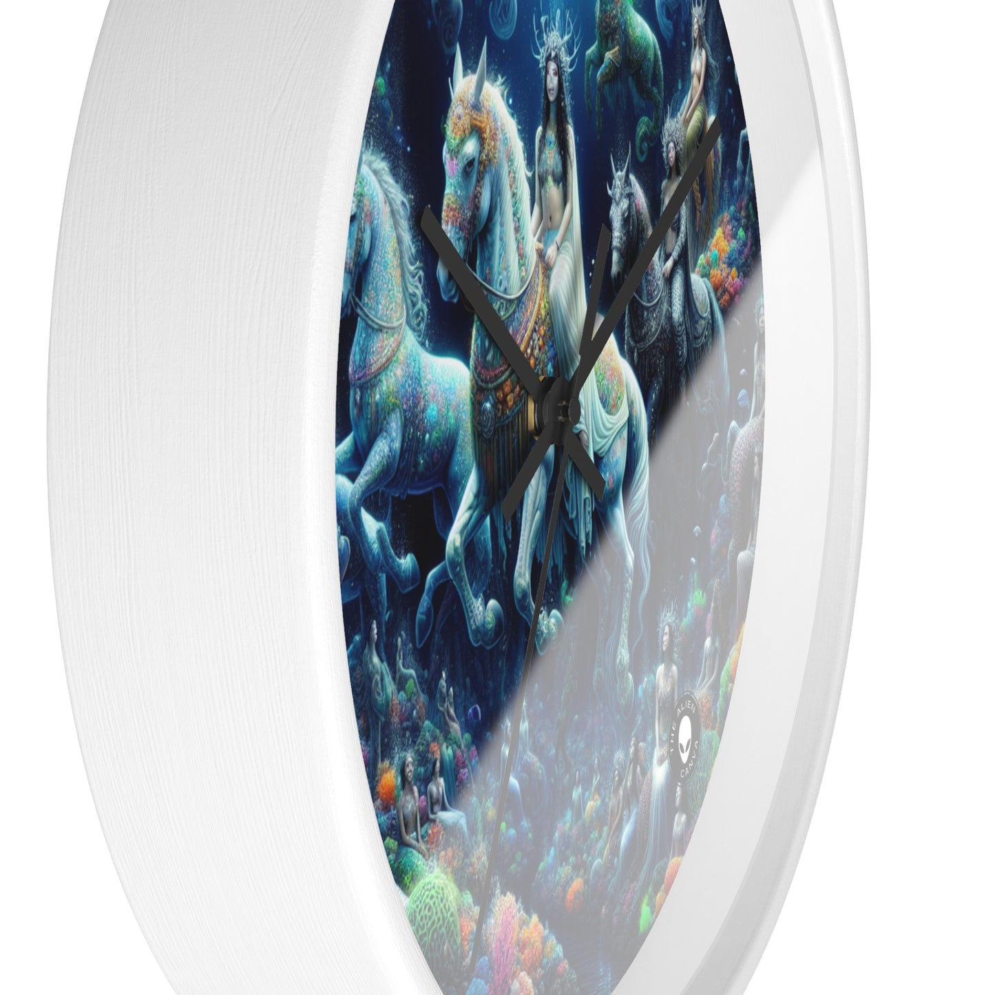 "Enchanted Underwater Realm: Mermaids and Seahorses" - The Alien Wall Clock