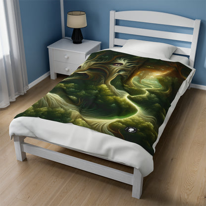 "Watchful Woods: The Path to Enchantment" - The Alien Velveteen Plush Blanket