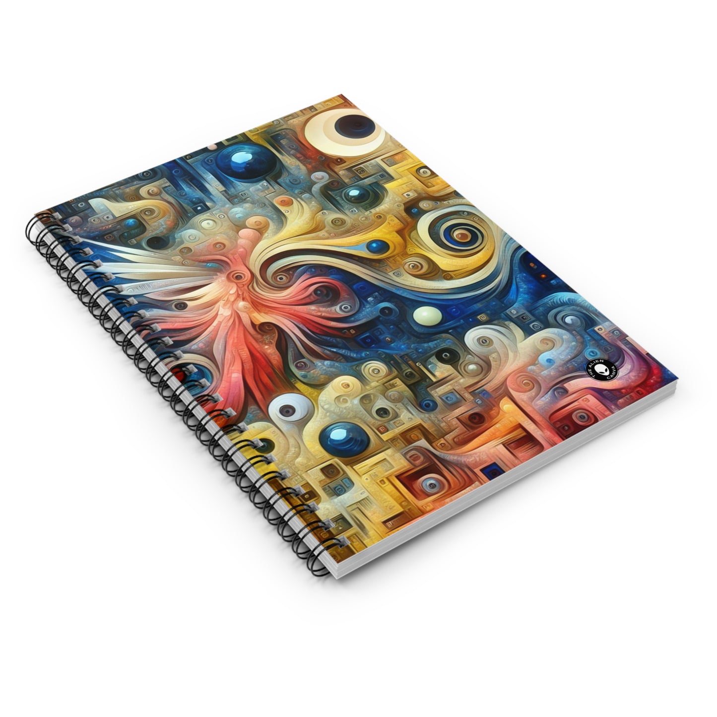 « Le jardin intemporel : une fusion surréaliste de la nature et du temps » - The Alien Spiral Notebook (Ruled Line) Surréalisme