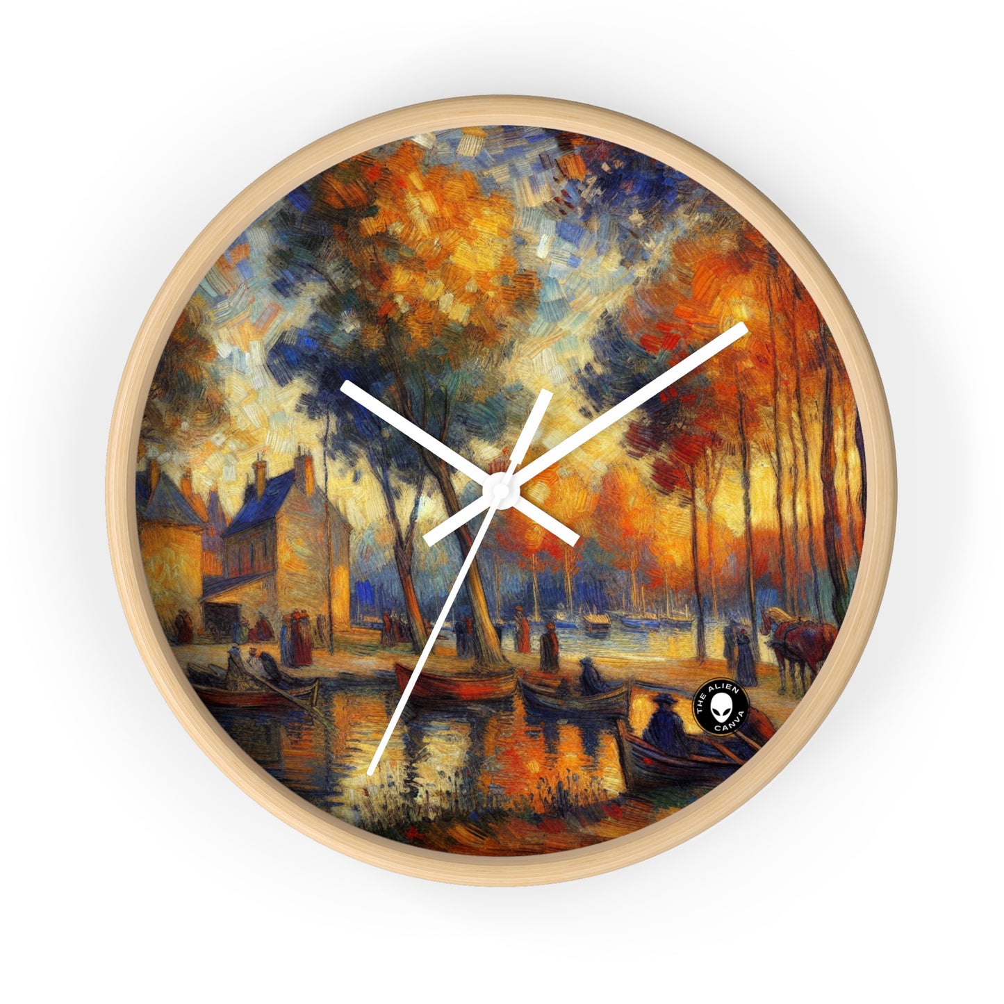 "Rainy Evening: A Post-Impressionist Cityscape" - The Alien Wall Clock Post-Impressionism