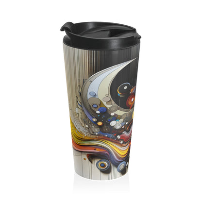 "Urban Chaos: A Neo-Expressionist Cityscape" - The Alien Stainless Steel Travel Mug Neo-Expressionism