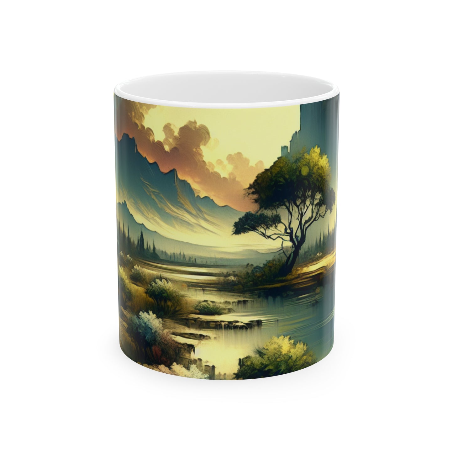 "Nature's Canvas: A Seasonal Land Art Installation" - The Alien Ceramic Mug 11oz Land Art