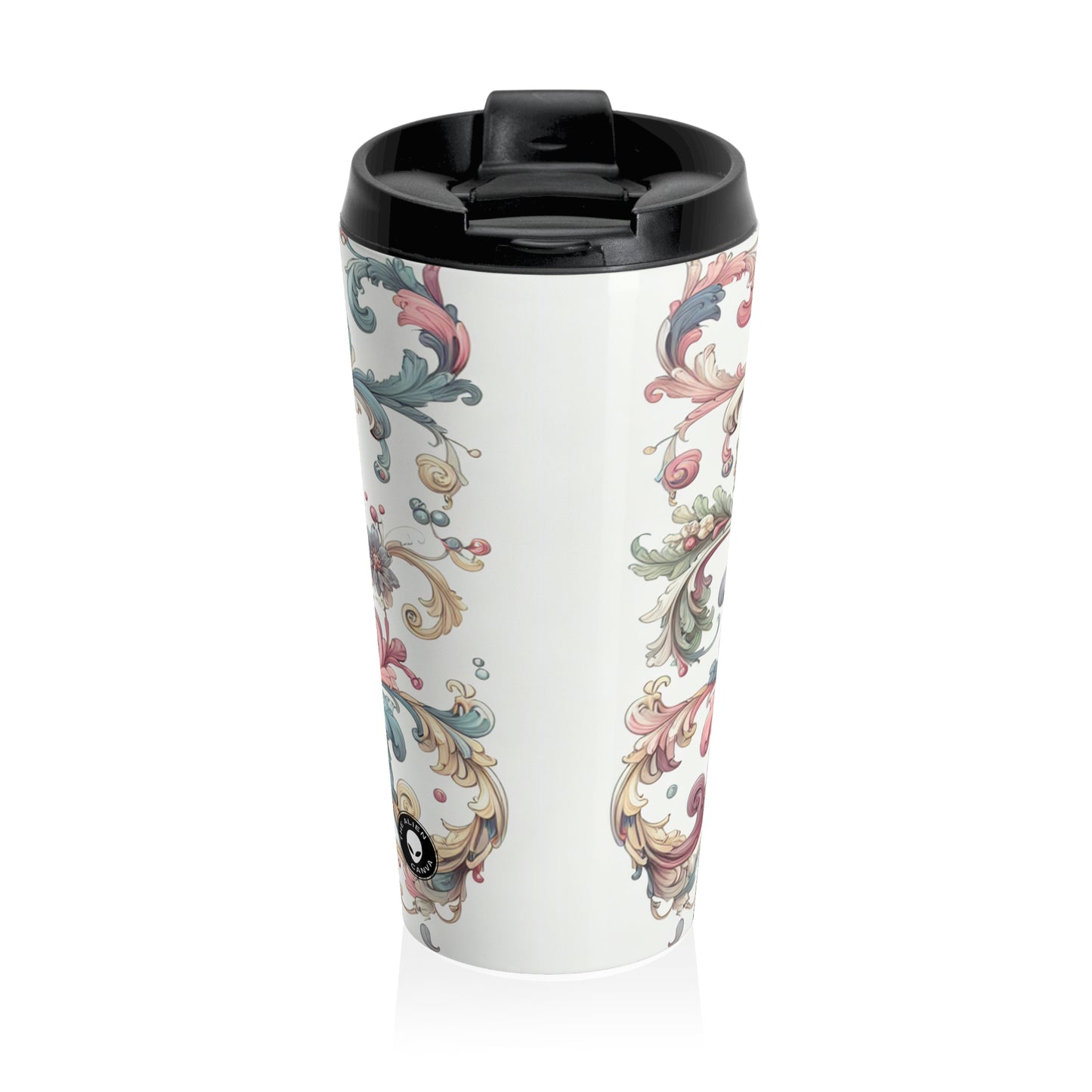 "Enchanted Elegance: A Rococo Garden Soirée" - The Alien Stainless Steel Travel Mug Rococo