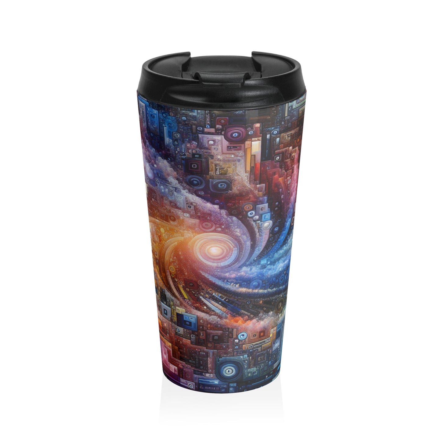 "Futuristic City Nights: A Dazzling Metropolis of Innovation and Imagination" - The Alien Stainless Steel Travel Mug Digital Art