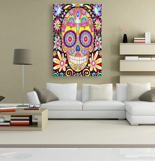 Pintura de diamantes de calavera de azúcar dulce