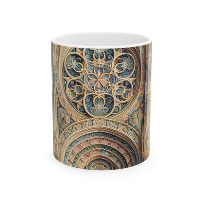 "Armonía de los ángeles: Serenata celestial al atardecer" - Taza de cerámica The Alien 11oz International Gothic