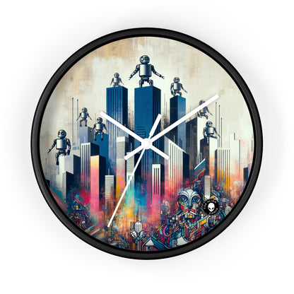 "Robotic Cityscape: A Futuristic Mural" - The Alien Wall Clock Street Art / Graffiti