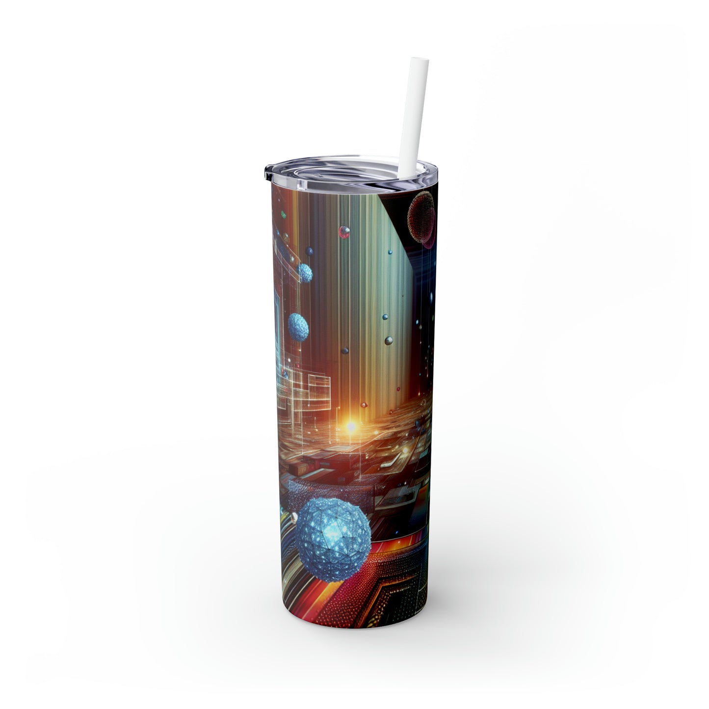 "Enchanted Oasis: A Virtual Reality Garden Experience" - The Alien Maars® Skinny Tumbler with Straw 20oz Virtual Reality Art