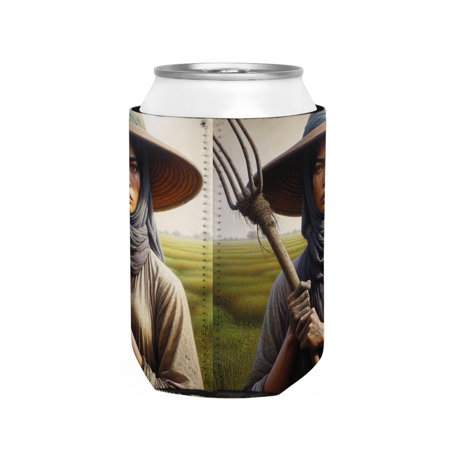 "Farmer in the Fields: A Weathered Reflection" - Le réalisme de la pochette Alien Can Cooler