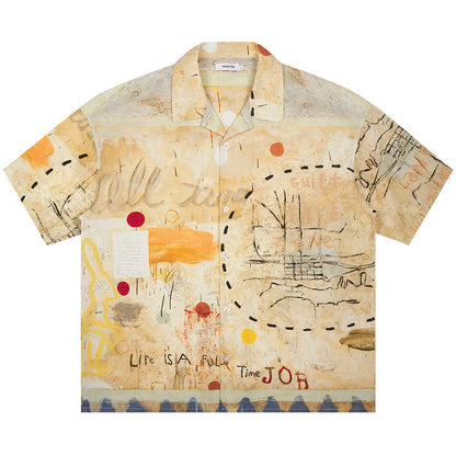 Camisa informal holgada de manga corta con graffiti Pine High Street