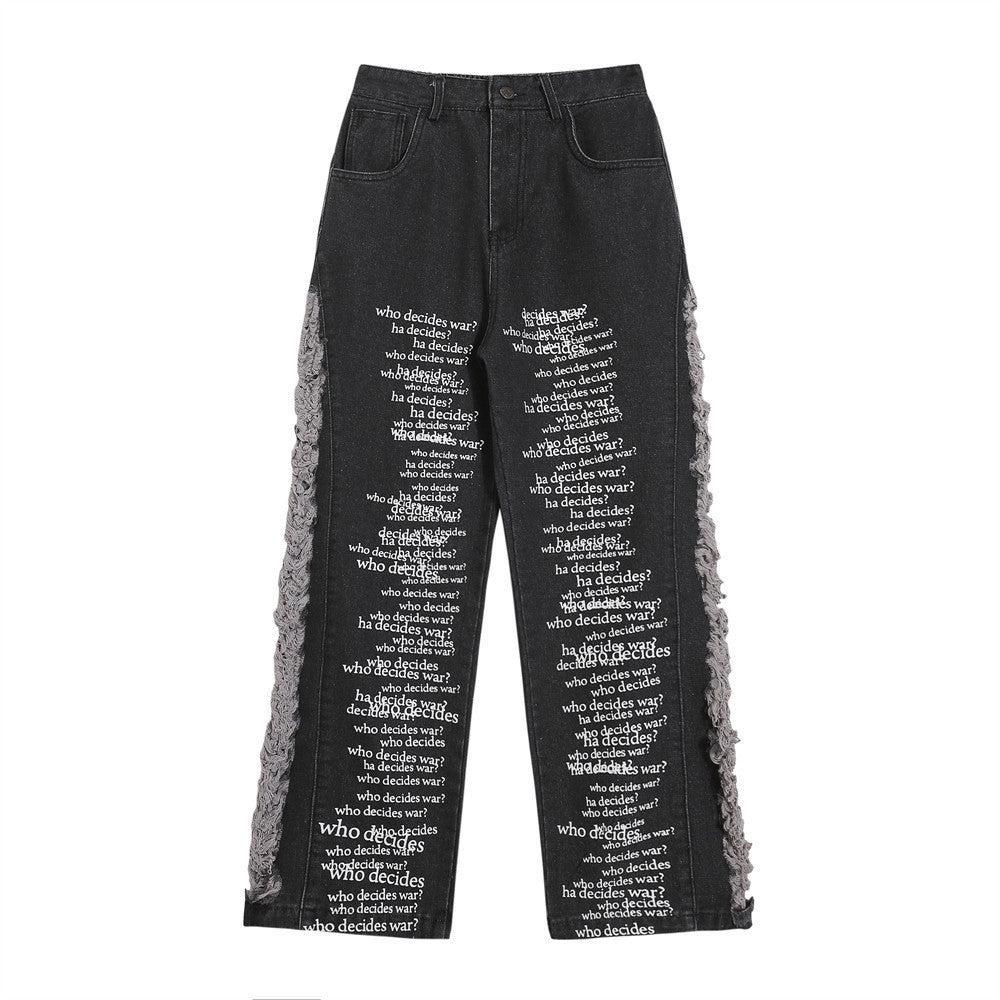 Men's Letter Printed Casual Wide-leg Pants