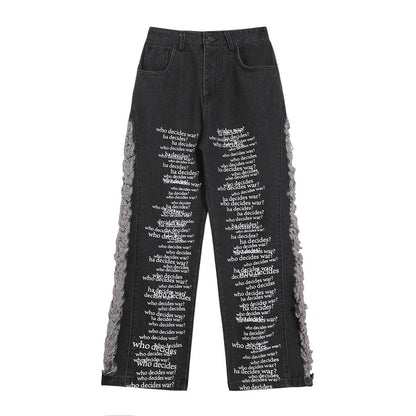 Pantalones anchos casuales con estampado de letras para hombre