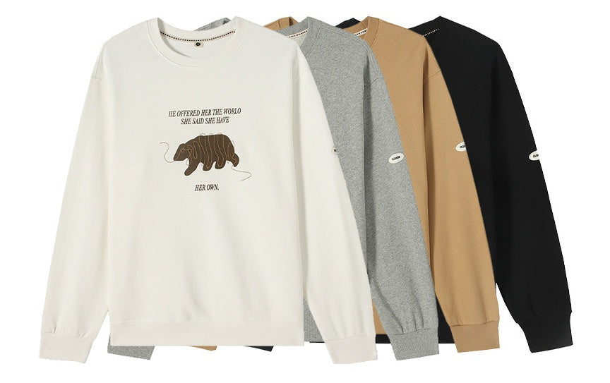 Sudadera con capucha de hombre de algodón con estampado de oso