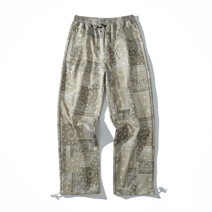 Hip Hop Cashew Flower Full Printed Straight Wide Leg Pants