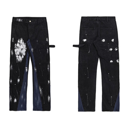 Tide Brand Splash Ink Loose Straight High Street Jeans