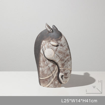 Sculpture Hand Drawn Horse Head Ornaments