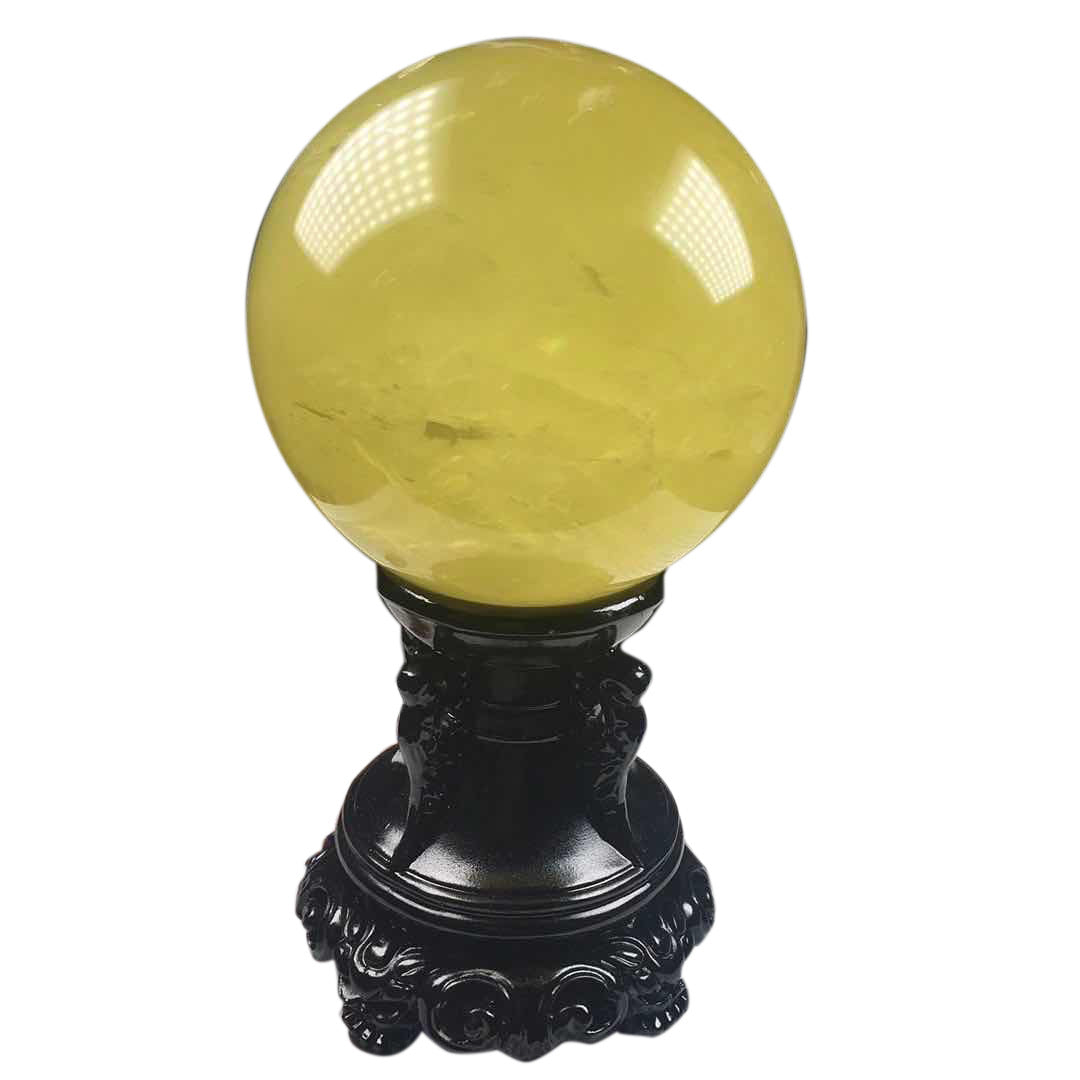 East China Sea Natural Topaz Ball Round With Base Home Office Decorative Ornaments