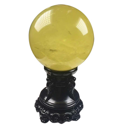 Boule de topaze naturelle de mer de chine orientale, ronde avec Base, ornements décoratifs pour la maison et le bureau