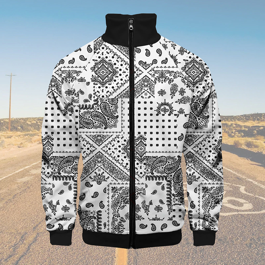 Paisley Printed Men's Raglan Sleeve Jacket