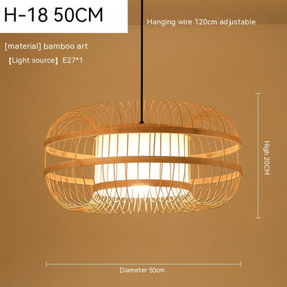 Nouveau Lampe à suspension artisanale en bambou de Style chinois