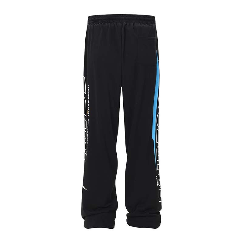 Retro Biker's Racing Style Letter Printed Sweatpants Men And Women