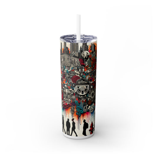 "Fantasy Fusion : Une fresque vibrante de créatures mythiques" - The Alien Maars® Skinny Tumbler avec paille 20oz Street Art