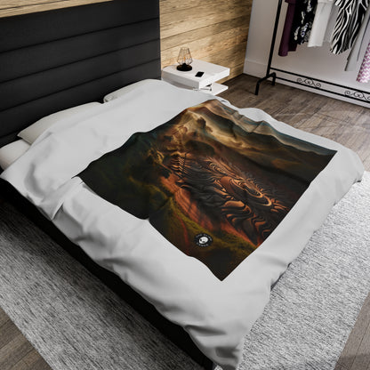 "Nature's Tapestry: Harmonious Geometric Art Installation" - The Alien Velveteen Plush Blanket Land Art