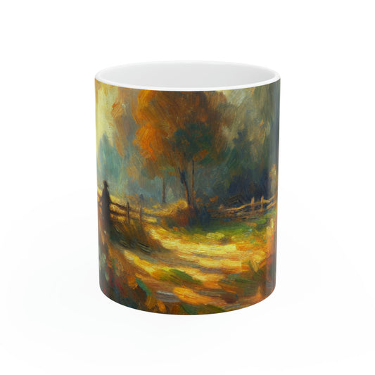 "Sunset Serenity: Impressionist Garden Painting" - The Alien Ceramic Mug 11oz Impressionism