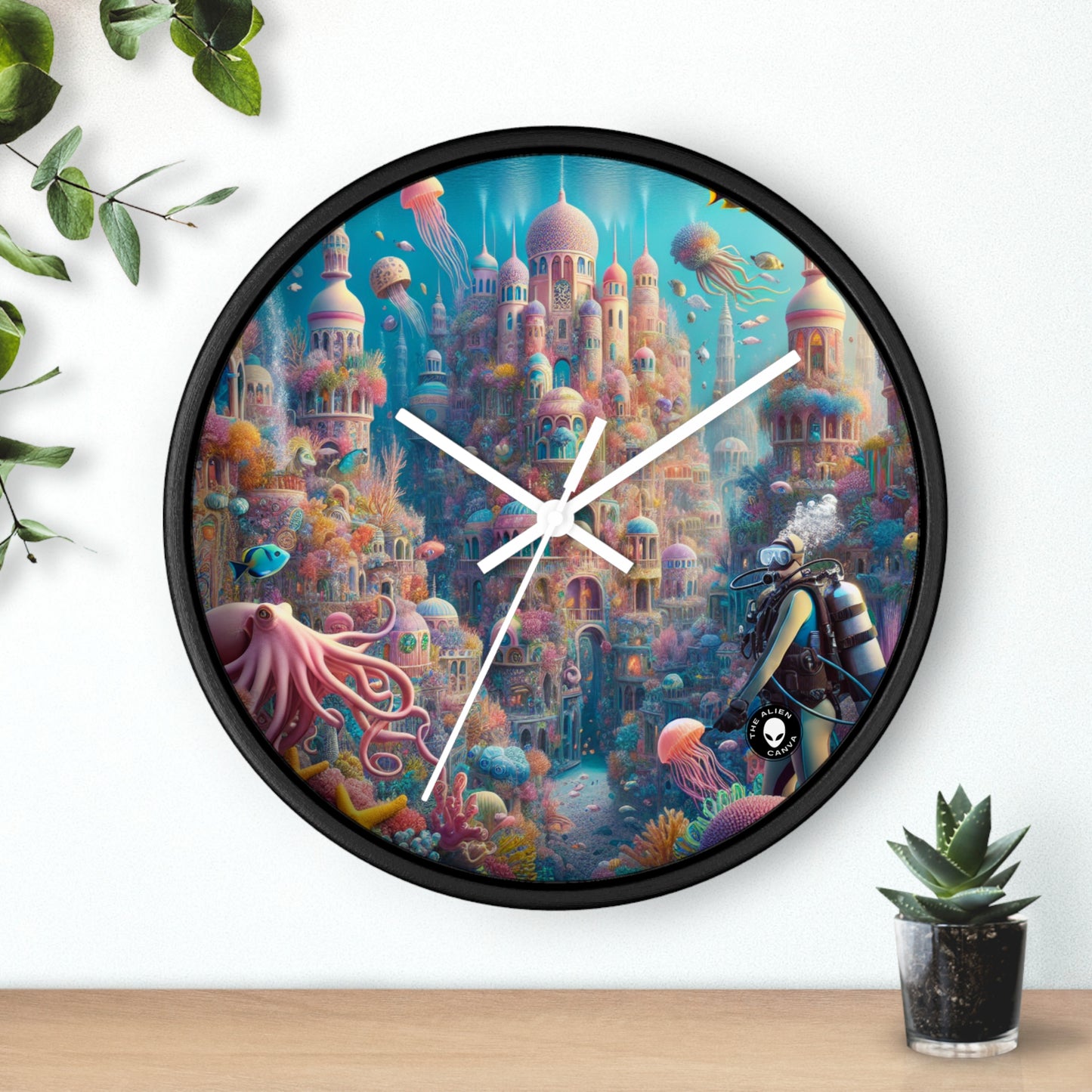 "Treasure of the Deep: A Fantastical Underwater City" - The Alien Wall Clock