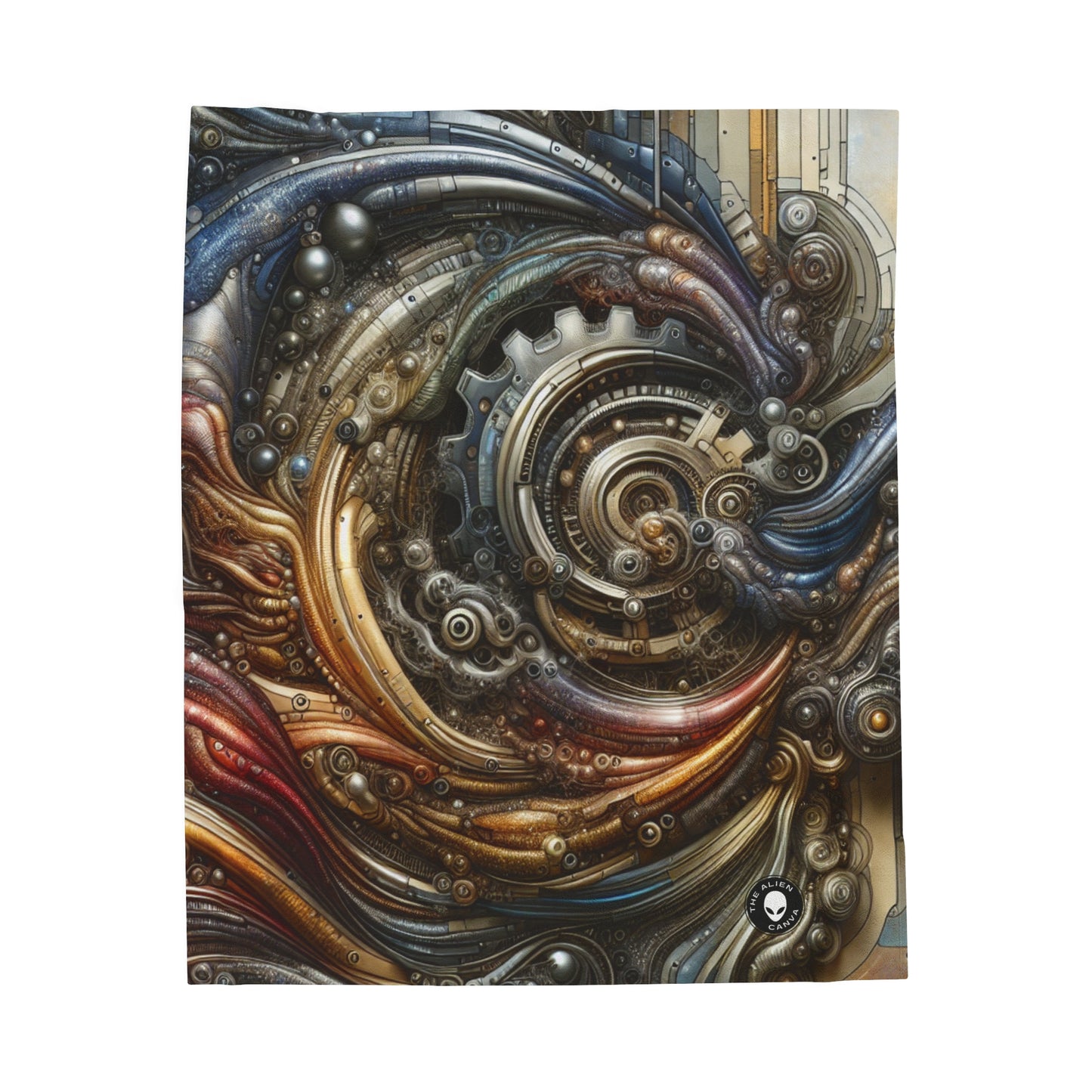 "Bio-Mech Cityscape: Harmonious Fusion" - The Alien Velveteen Plush Blanket Bio-mechanical Art