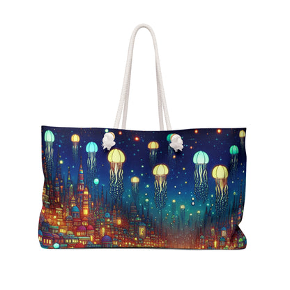 "Glowing Jellyfish City: A Whimsical Underwater World" - The Alien Weekender Bag