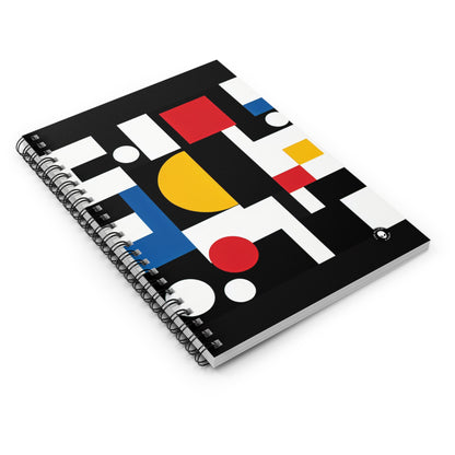 "Suprematic Harmony: Exploring Geometric Composition with Bold Colors" - The Alien Spiral Notebook (Ruled Line) Suprematism