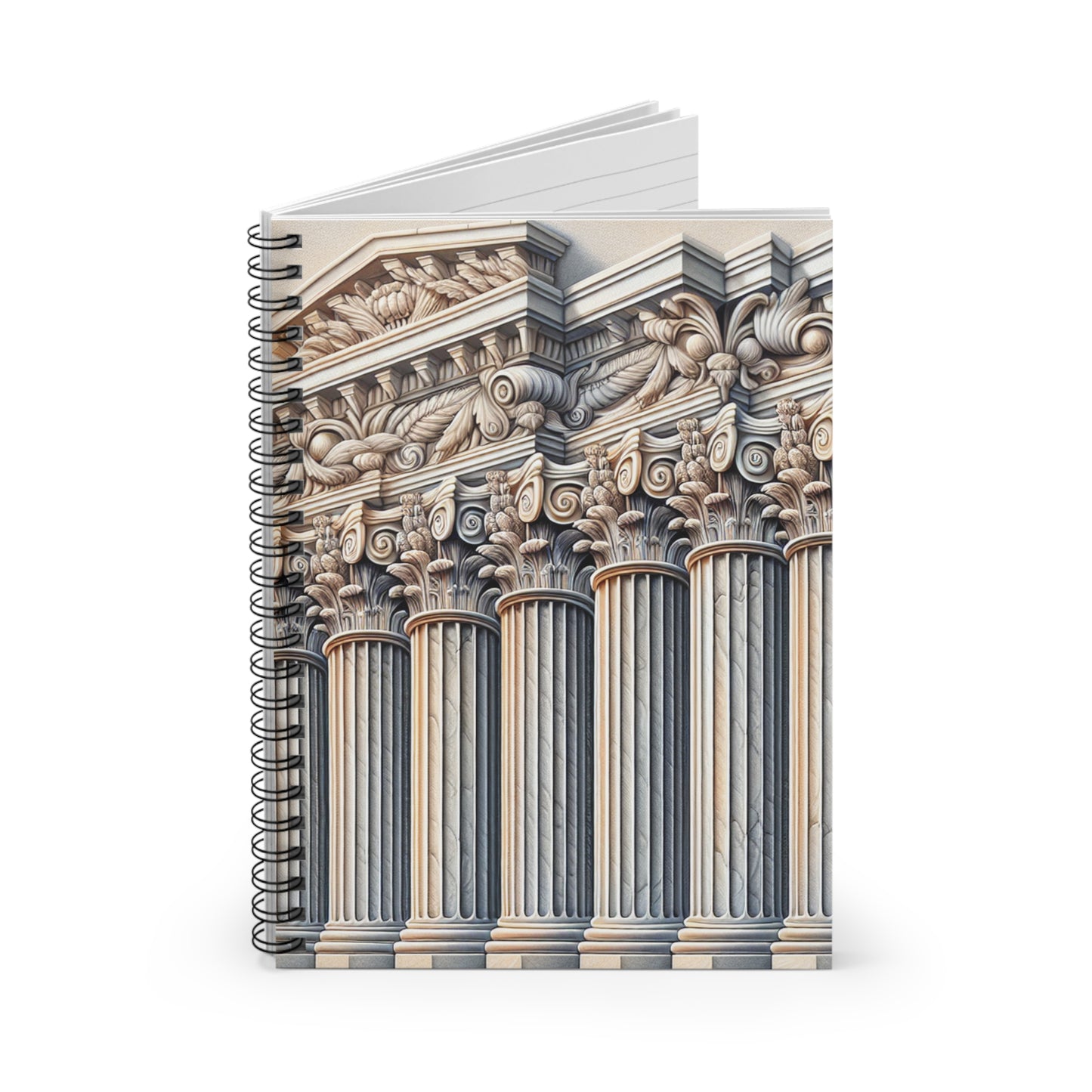 "Columnas de pared 3D: una obra de arte arquitectónica" - Cuaderno de espiral The Alien (línea rayada) Estilo trompe-l'oeil