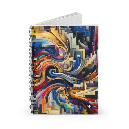 "Bleu serein : art abstrait avec des formes géométriques" - The Alien Spiral Notebook (Ruled Line) Abstract Art