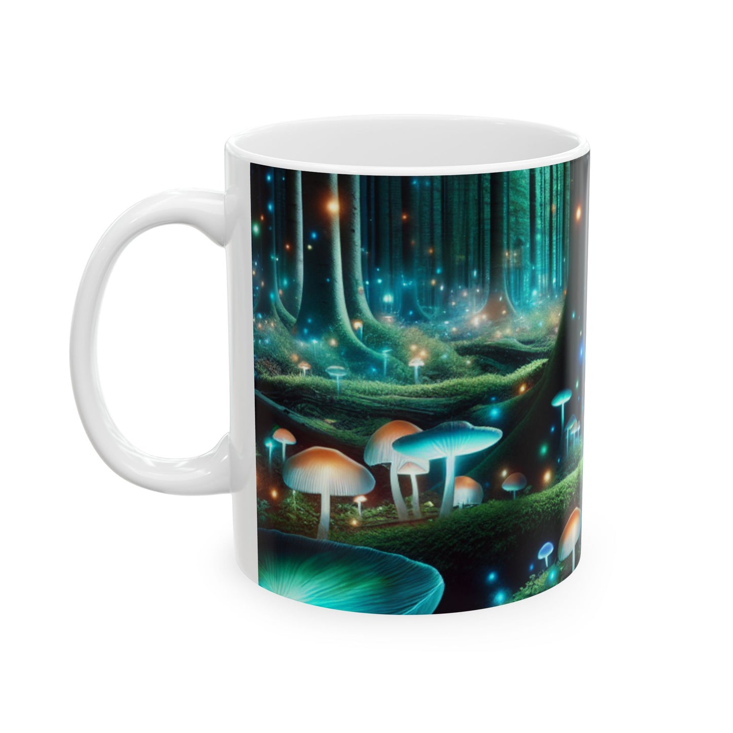 « Nuit enchantée dans la forêt fongique » – Tasse en céramique Alien 11 oz