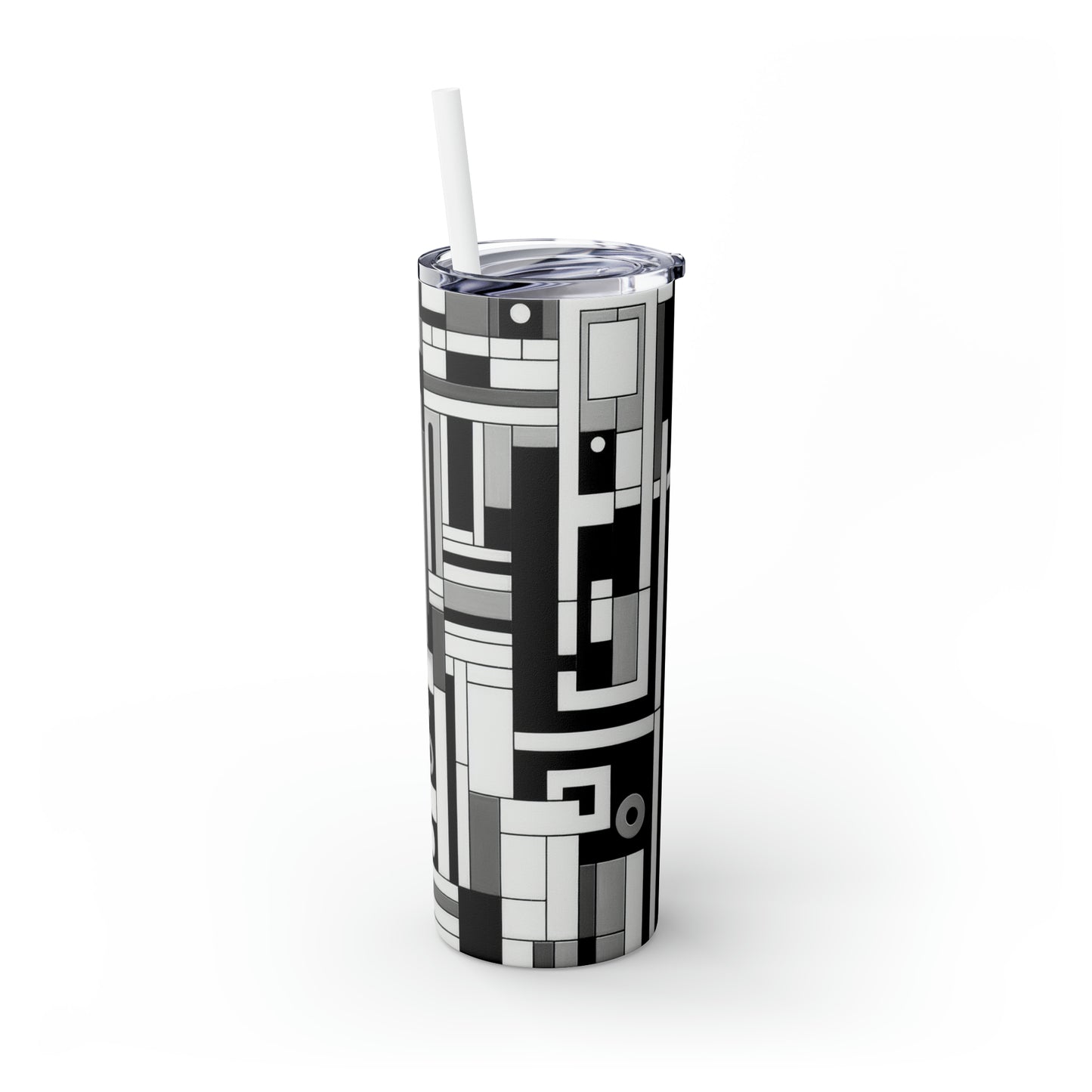 "De Stijl en blanco y negro": el vaso delgado con pajita Alien Maars® de 20 oz estilo De Stijl