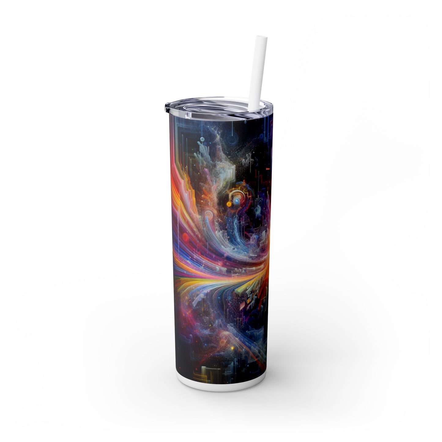 "Chromatic Sundown: Time-Lapse Sky Art" - The Alien Maars® Skinny Tumbler with Straw 20oz Video Art