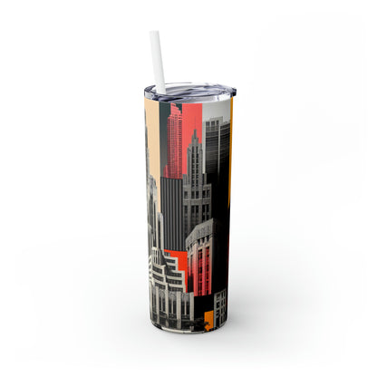 "Un contraste des temps : des gratte-ciel Art déco classiques et un paysage urbain moderne" - The Alien Maars® Skinny Tumbler with Straw 20oz Style Art Déco