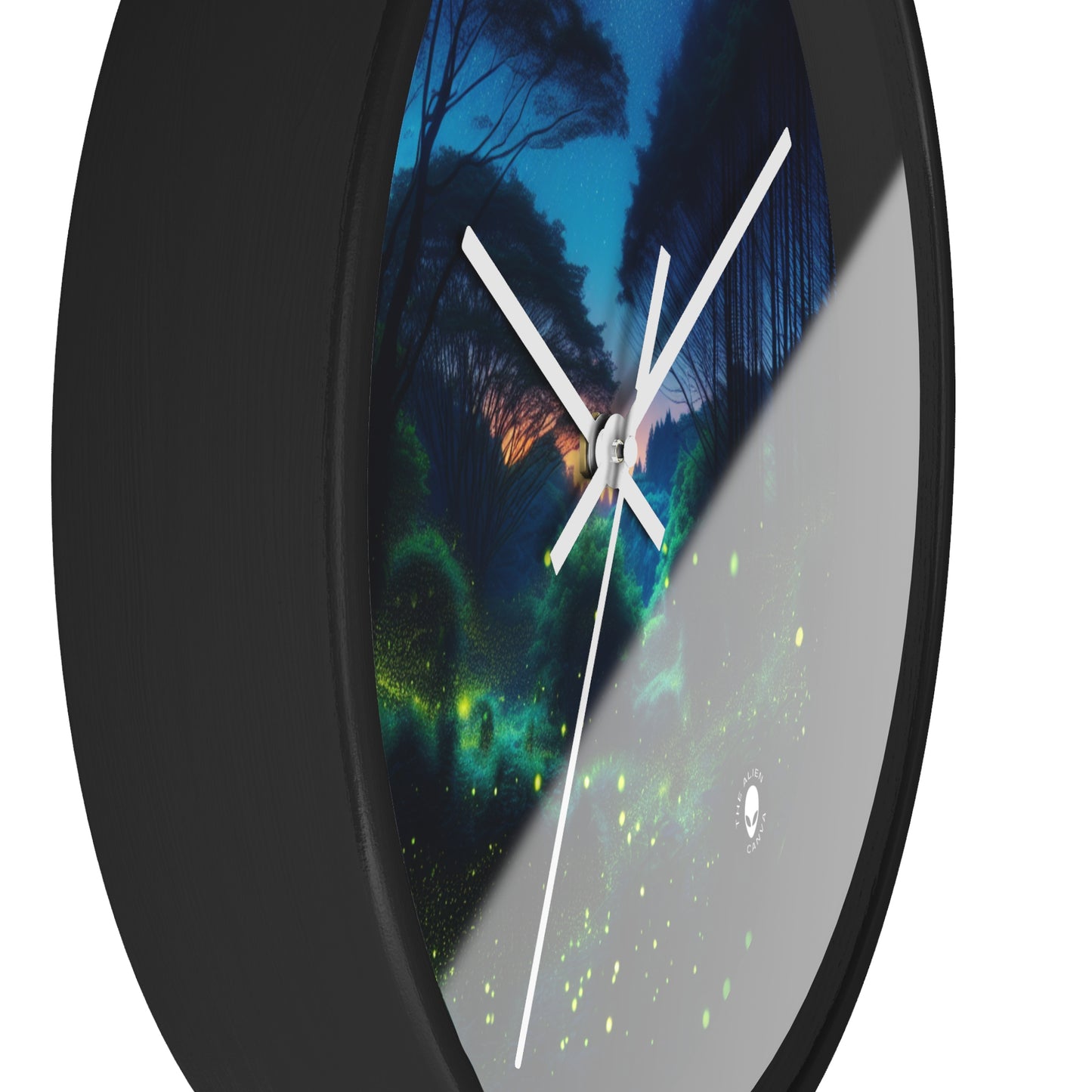 "Enchanted Night: Fireflies in the Forest" - The Alien Wall Clock