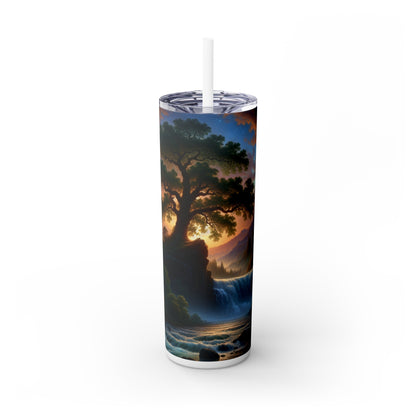 "El abrazo de la tormenta: un paisaje romántico" - Vaso delgado con pajita Alien Maars® de 20 oz Romanticismo