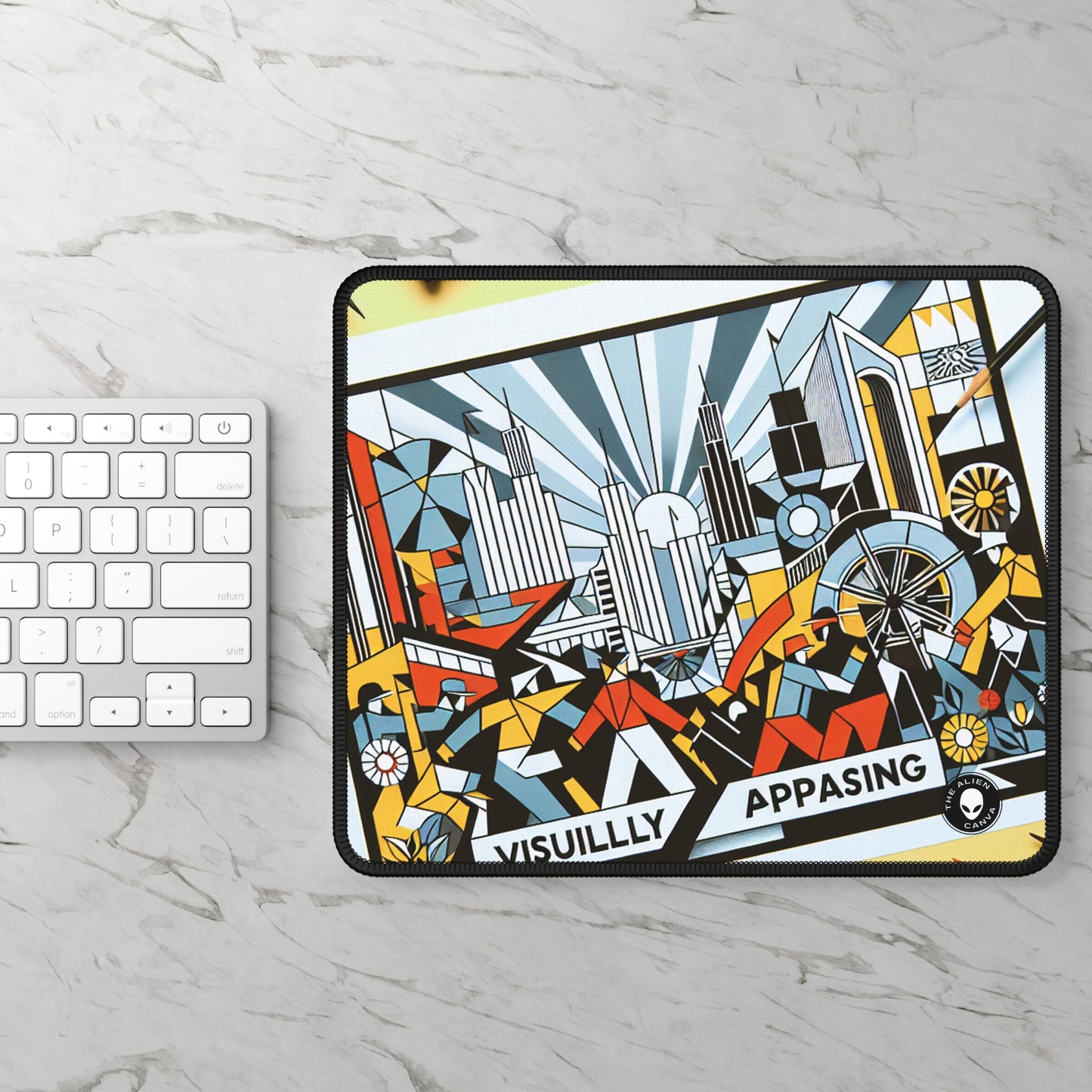 "Ciudad constructiva: una vibrante celebración del progreso urbano" - The Alien Gaming Mouse Pad Constructivismo