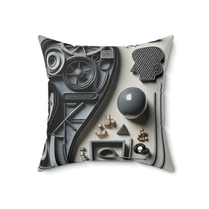 "Temporal Layers: Life's Journey Through Abstract Imagery"- The Alien Spun Polyester Square Pillow Conceptual Art