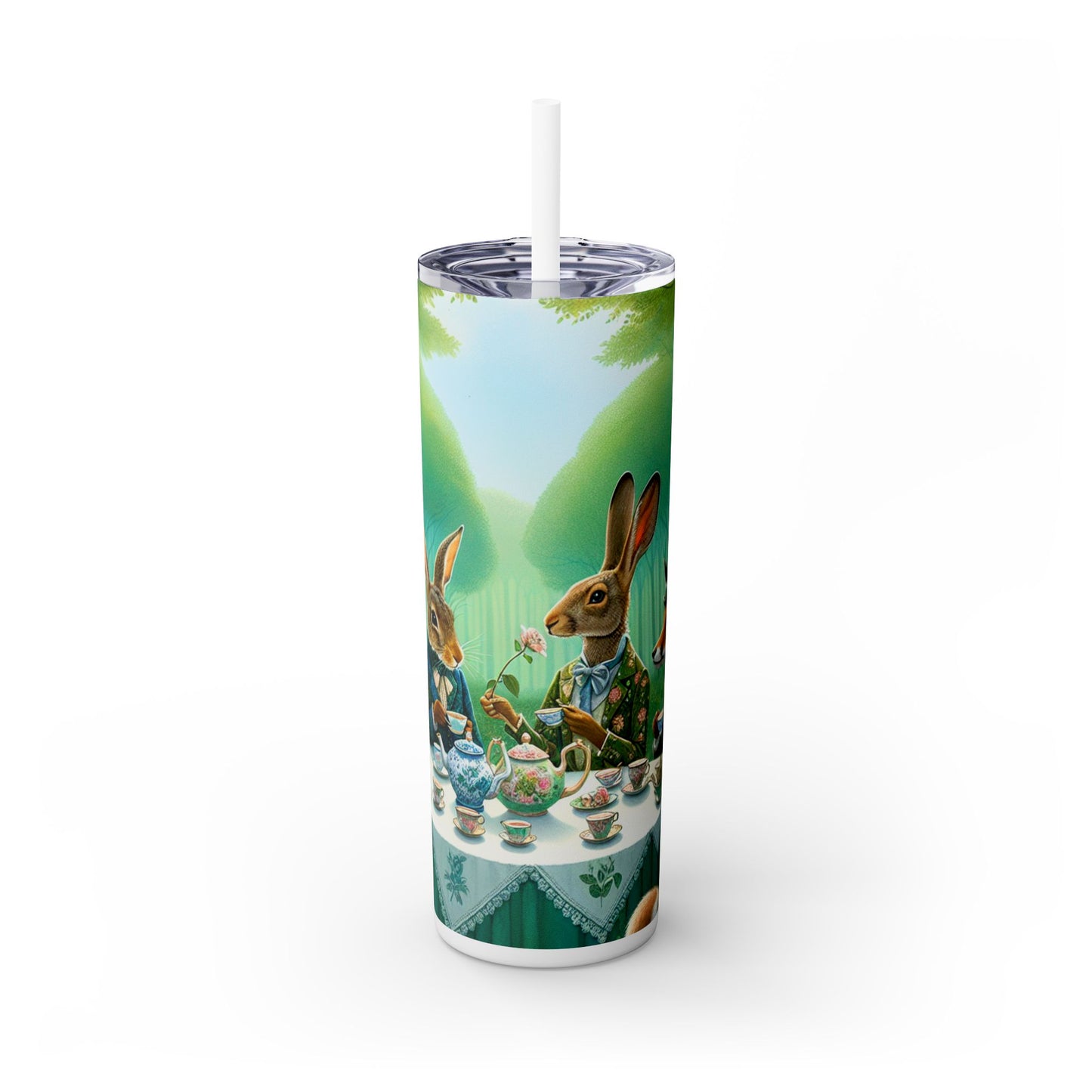 "Enchanted Tea in the Forest" - The Alien Maars® Skinny Tumbler with Straw 20oz