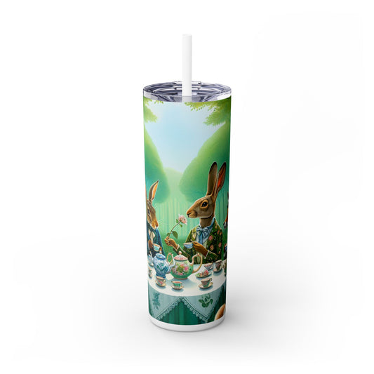 "Enchanted Tea in the Forest" - The Alien Maars® Skinny Tumbler with Straw 20oz