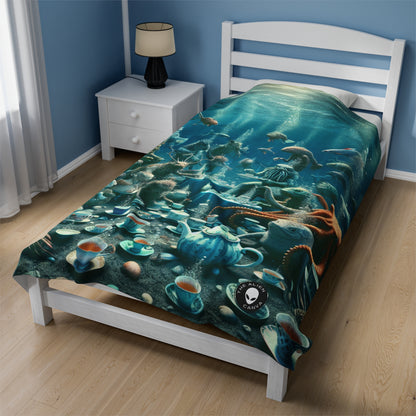 "Tea Time in the Deep Blue Sea" - The Alien Velveteen Plush Blanket