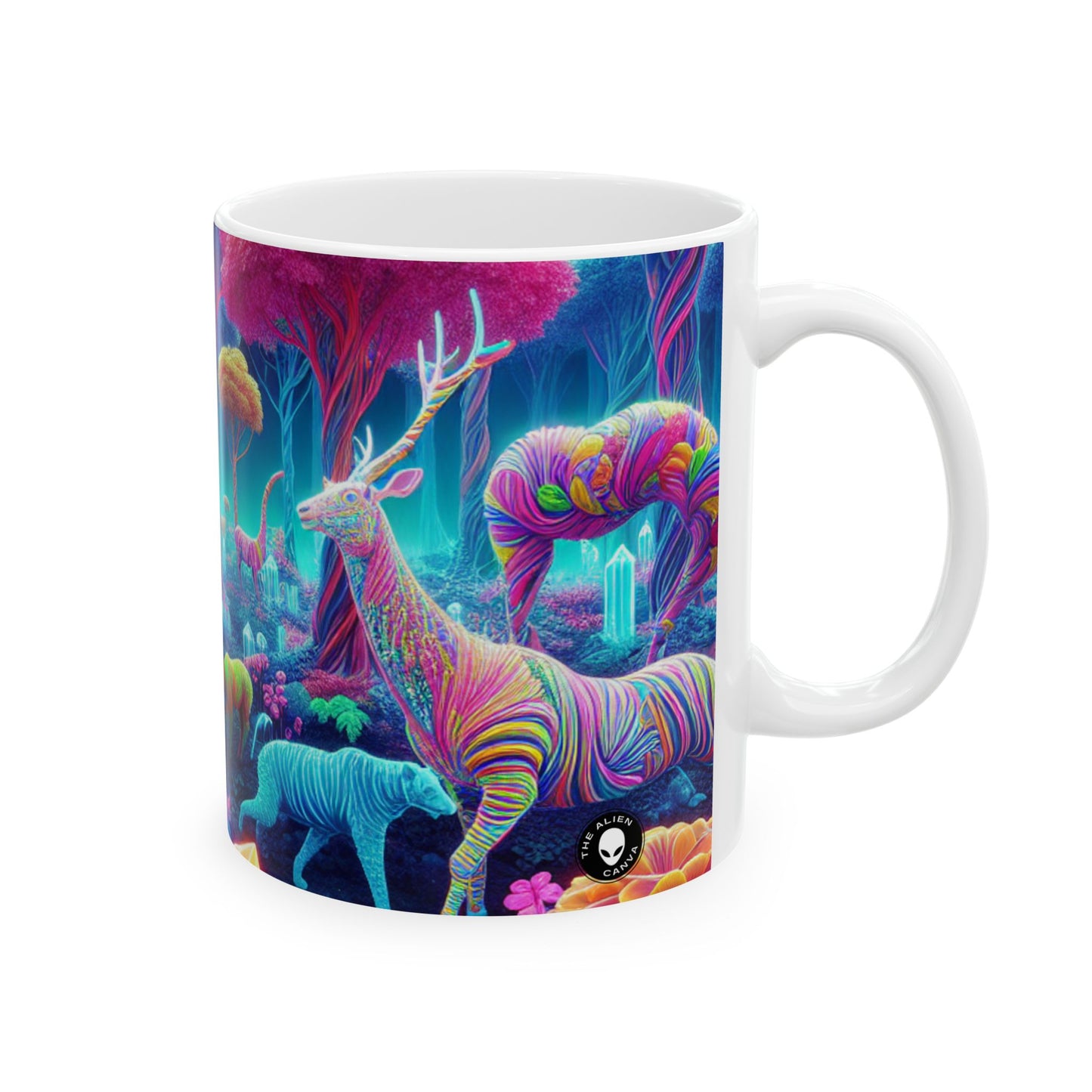 « Glowing Enchantment : Neon Forest » – Tasse en céramique Alien 11 oz